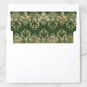 Green Gold Lace Indian Wedding Envelope Liner