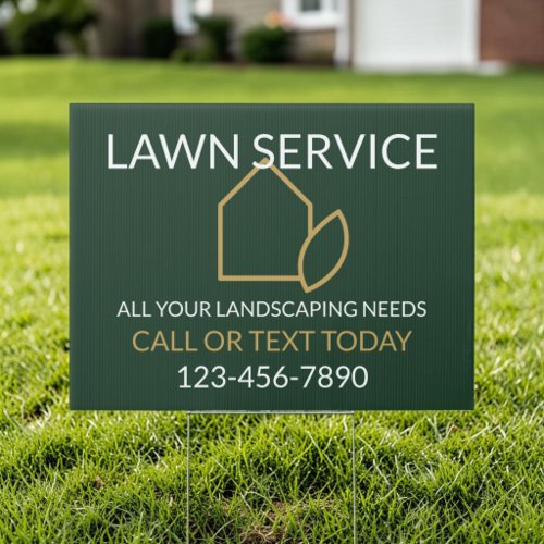 Green Gold Lawn Care and Service Professional Sign
