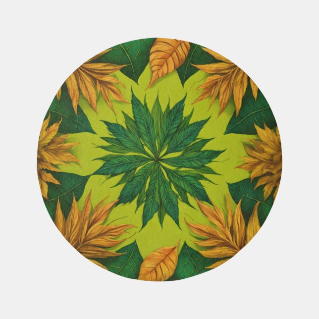 Green & Gold Leaf Symphony Rug  (Front)