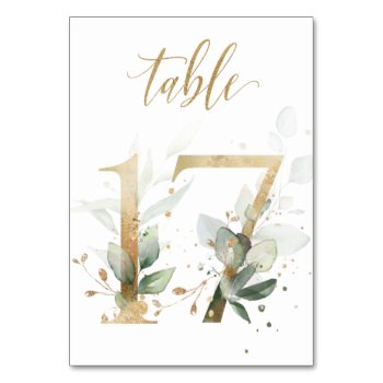 Green Gold Leaves Table 17  Table Number by IrinaFraser at Zazzle