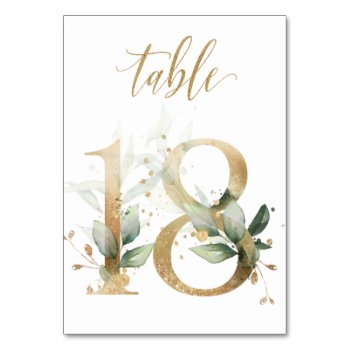 Green Gold Leaves Table 18  Table Number by IrinaFraser at Zazzle