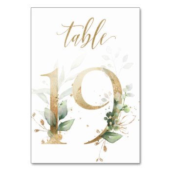 Green Gold Leaves Table 19  Table Number by IrinaFraser at Zazzle