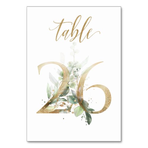 Green Gold Leaves Table 26 Table Number