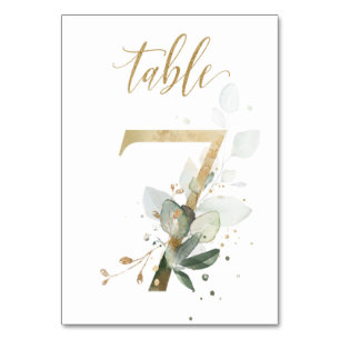 Green Gold Leaves Table 7, Table Number