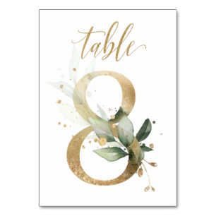 Green Gold Leaves Table 8, Table Number