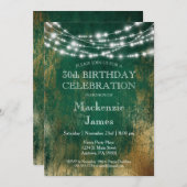 Green Gold Lights Birthday Party Invitation Adult (Front/Back)