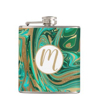 Green & Gold Liquid Marble