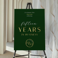 Green & Gold Logo Business Anniversary Event Sign