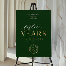 Green & Gold Logo Business Anniversary Event Sign