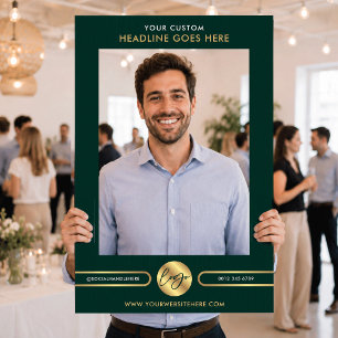 Green & Gold Logo Business Event Promotional Selfie Frame