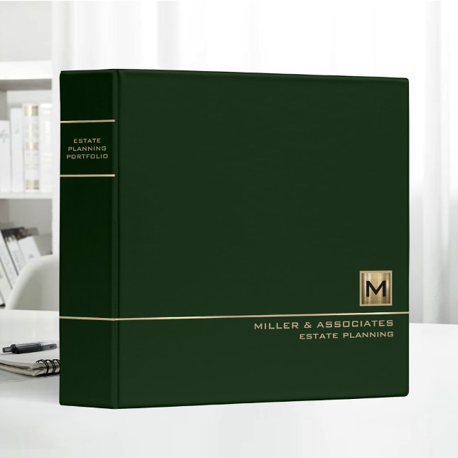 Green Gold Logo Monogram Estate Planning Portfolio 3 Ring Binder (Creator Uploaded)