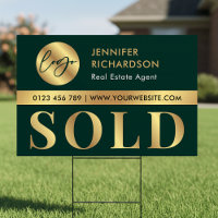 Green & Gold Logo Real Estate Agent Sold House