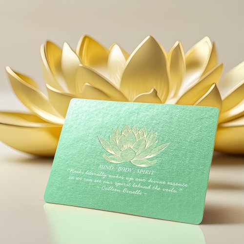 Green Gold Lotus Yoga Meditation Instructor Quote Postcard