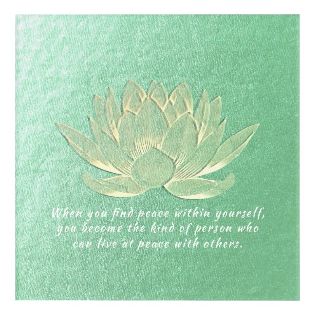 Green Gold Lotus Yoga Meditation Instructor Quotes Acrylic Print (Front)