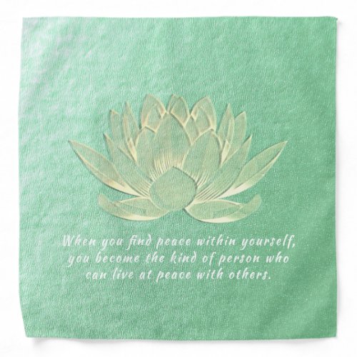 Green Gold Lotus Yoga Meditation Instructor Quotes Bandana