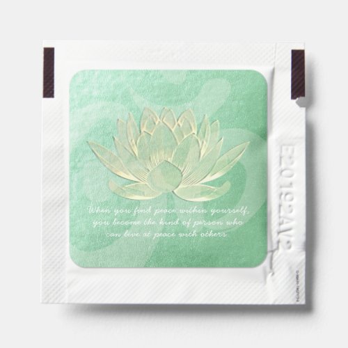 Green Gold Lotus Yoga Meditation Instructor Quotes Hand Sanitizer Packet