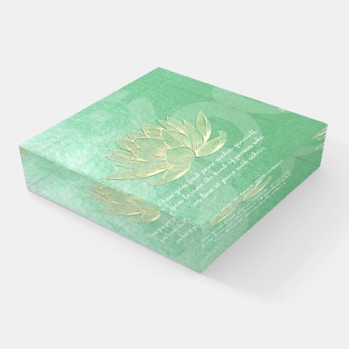 Green Gold Lotus Yoga Meditation Instructor Quotes Paperweight