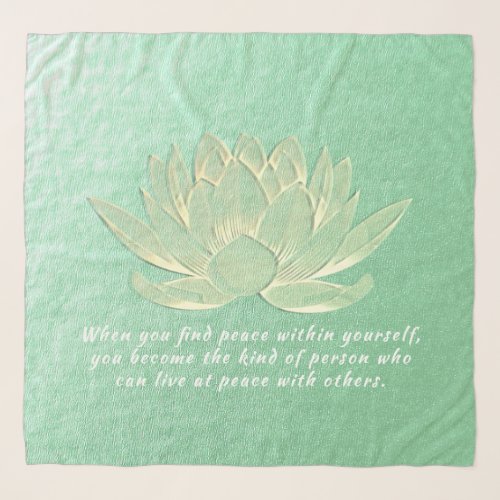 Green Gold Lotus Yoga Meditation Instructor Quotes Scarf