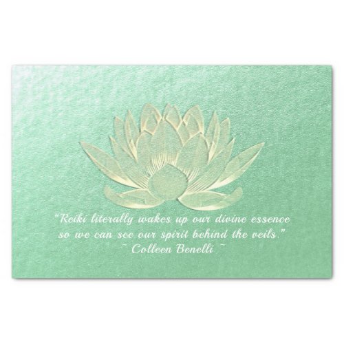 Green Gold Lotus Yoga Meditation Instructor Quotes Tissue Paper