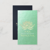 Green Gold Lotus Yoga Meditation Reiki Instructor Business Card (Front/Back)