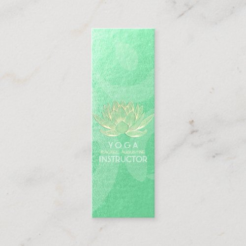 Green Gold Lotus Yoga Meditation Reiki Instructor Mini Business Card