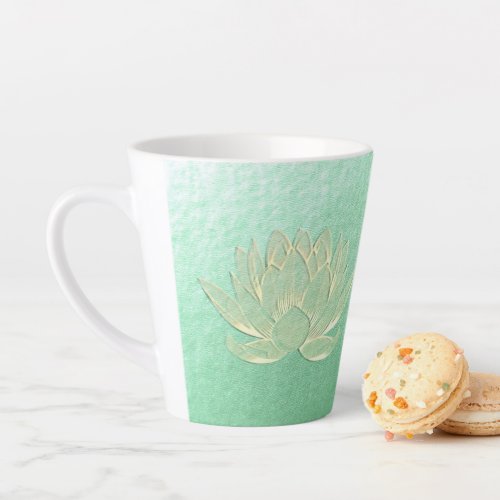 Green Gold Lotus Yoga Studio Meditation Instructor Latte Mug