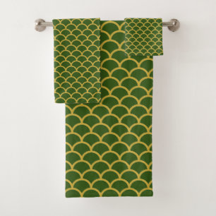 GREEN GOLD LUXURIOUS PATTERN TOWEL SET