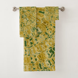 GREEN GOLD LUXURIOUS VINTAGE LOOK TOWEL SET