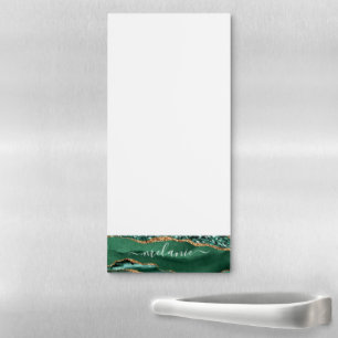 Green Gold Magnetic Notepad Personalized Name