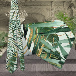 Green & Gold Majesty Palm Tropical Wedding Neck Tie<br><div class="desc">A green and gold tropical wedding neck tie featuring watercolor-painted majesty palm leaves in green and shimmering gold against a light minty sage solid color background.</div>