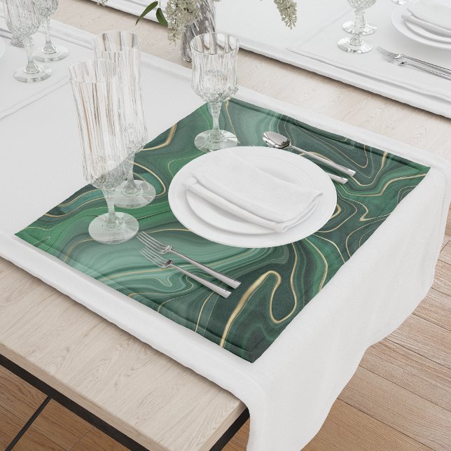 Green Gold Malachite Gemstone Cloth Placemat (Creator Uploaded)