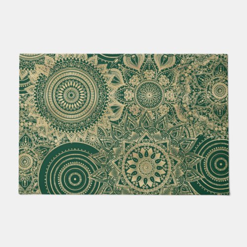 Green Gold Mandala Collection Doormat