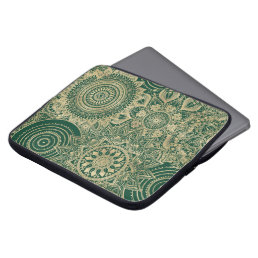 Green Gold Mandala Collection Laptop Sleeve