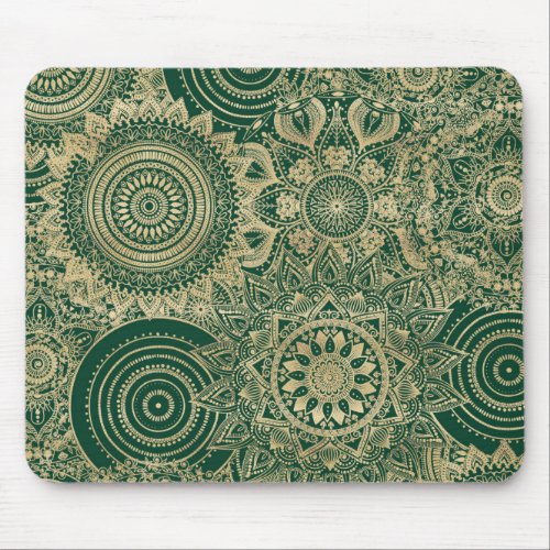 Green Gold Mandala Collection Mouse Pad