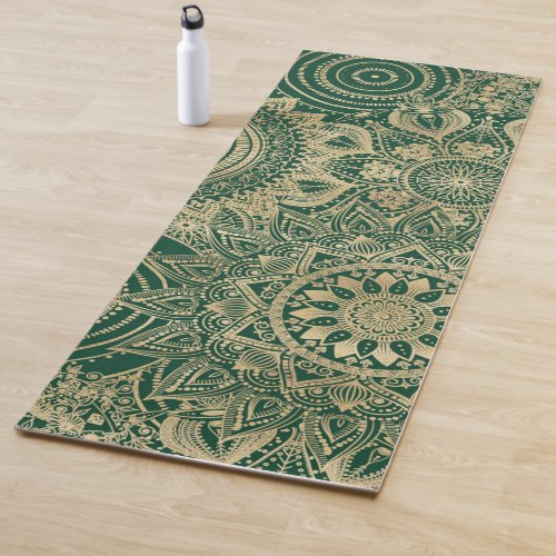 Green Gold Mandala Collection Yoga Mat