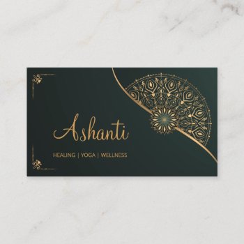 Green Gold Mandala Elegant Modern  Business Card by MG_BusinessCards at Zazzle