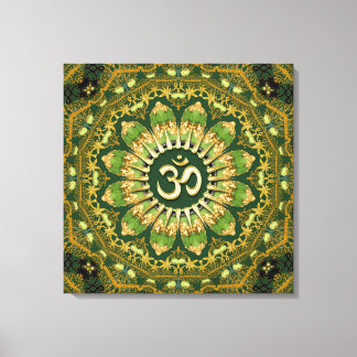 Green Gold Mandala Om Shanti Geometry Meditation Canvas Print