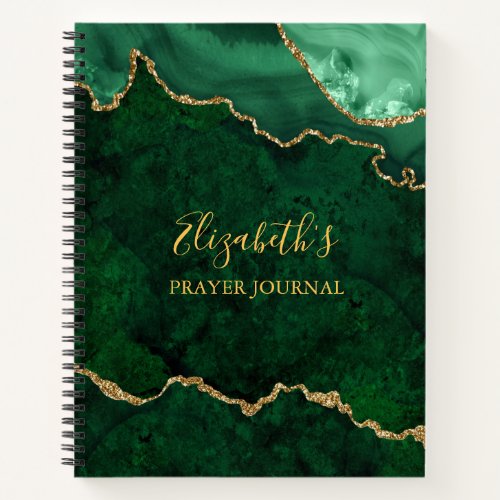 Green Gold Marble Agate Geode Prayer Journal