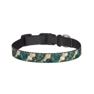 Green Gold Marble Swirl Luxury Abstract Pet Collar