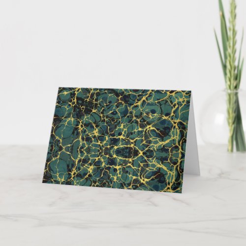Green Gold Marble Vintage Antique Book Cover Note Card