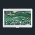 Green Gold Marble Your Name Business Card Case<br><div class="desc">Business Card Cases with Agate Green Gold Glitter Geode Marble Custom Name Emerald Sparkle Personalized Birthday - Anniversary or Wedding Gift / Suppliest - Add Your Name - Text or Remove - Make Your Special Business Car Case Gift - Resize and move or remove and add text / elements with...</div>