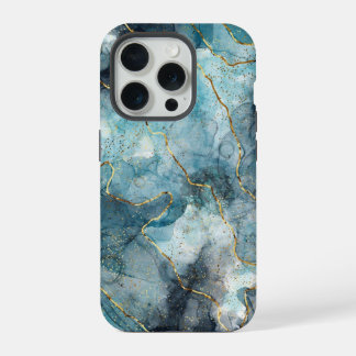 Green Gold Marbles iPhone 15 Pro Case