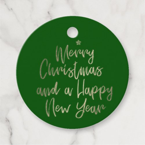 Green Gold Merry Christmas Personalized Favor Tags