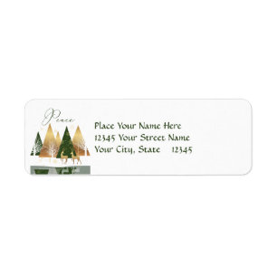 Green & Gold Modern Christmas Peace Holiday Label