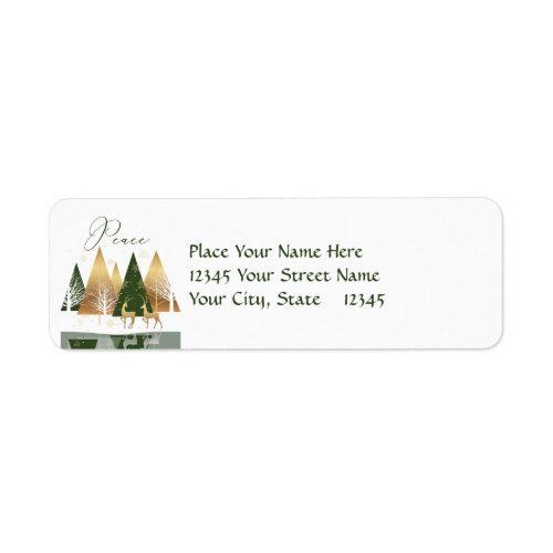 Green  Gold Modern Christmas Peace Holiday Label