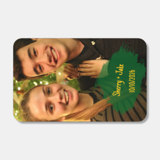 Green + Gold Modern Engagement Photo Matchboxes