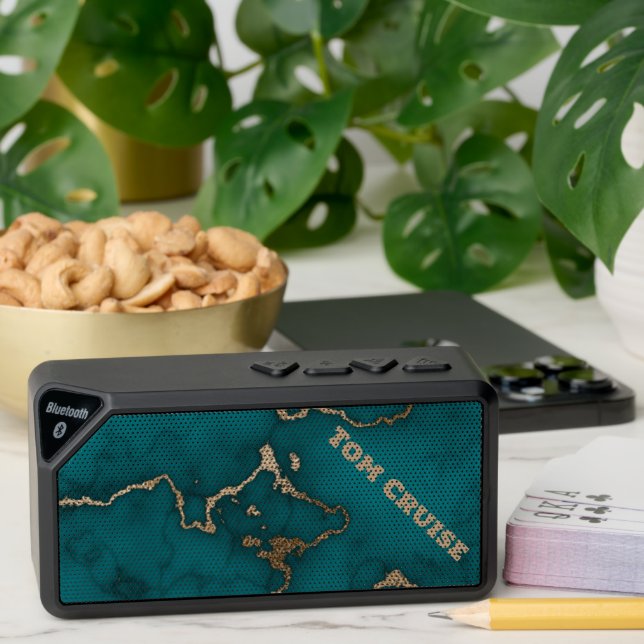 Green Gold Modern Marble Background Bluetooth Speaker (Insitu(Table))