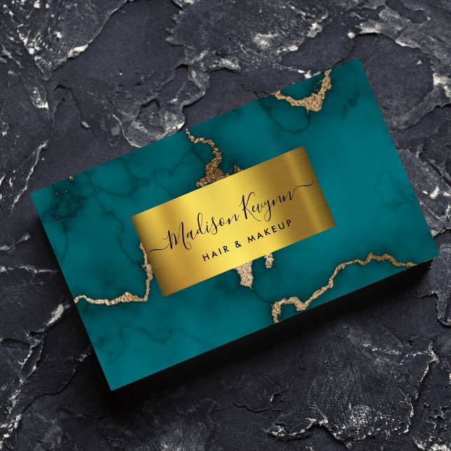 Green Gold Modern Marble Business Card (Creator Uploaded)