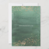 Green & Gold Modern Watercolor Save the Date Invitation (Back)