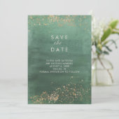Green & Gold Modern Watercolor Save the Date Invitation (Standing Front)